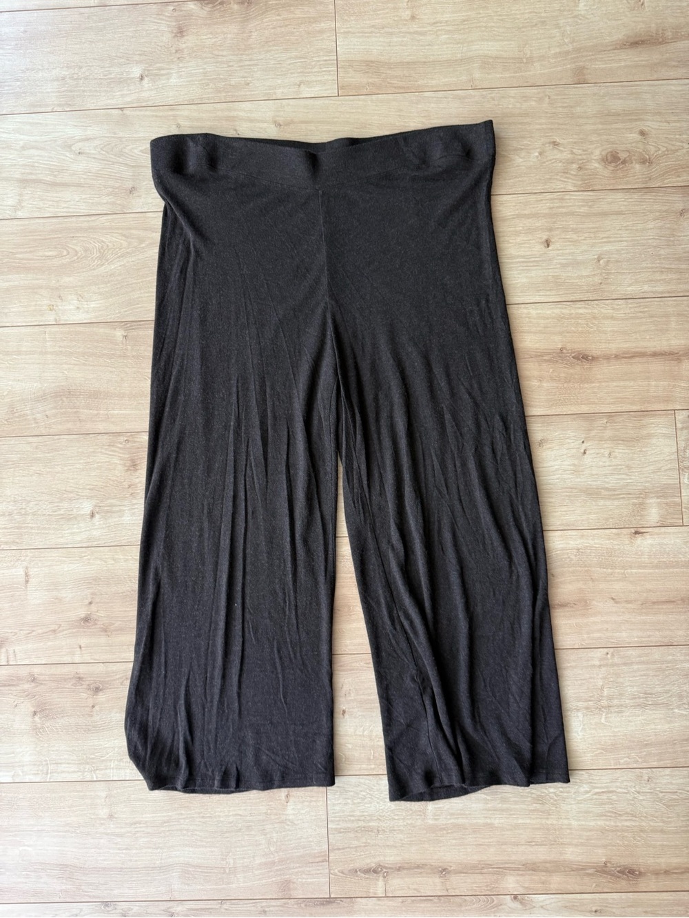 Eileen Fisher Brown Wide Leg Pull On Pants XL Soft Knit Minimalist Casual